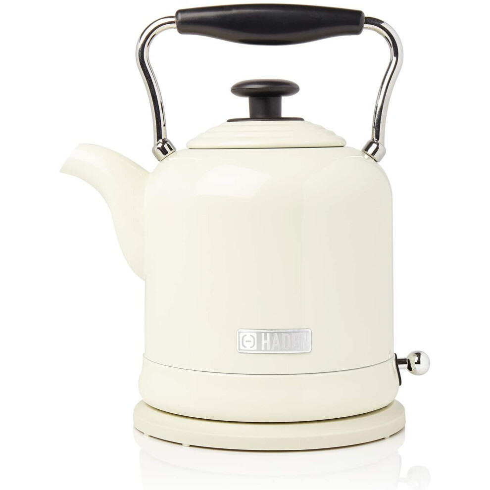 Haden Highclere Cordless Kettle - Traditional Electric Fast Boil Kettle, 3000W, 1.5 Litre, Cream - SF095