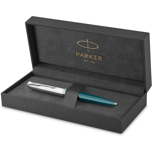 Parker Parker 51 Στυλό Ballpoint | Μπλε Barrel με Χρωμέ Τελείωμα | Μεσαίο Σημείο με Μαύρη Μελάνη