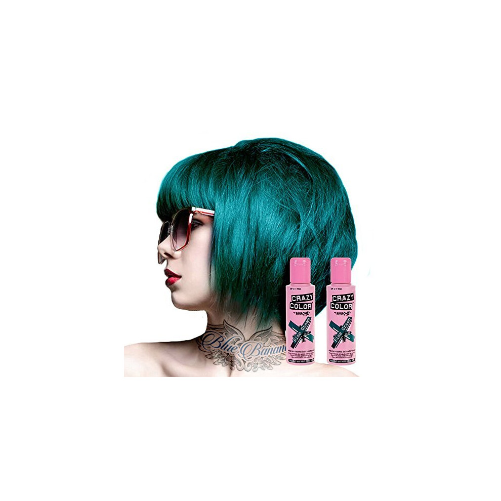 Crazy Color Green X2 Semi-Permanent Colour Hair Dye 100Ml (Pine )