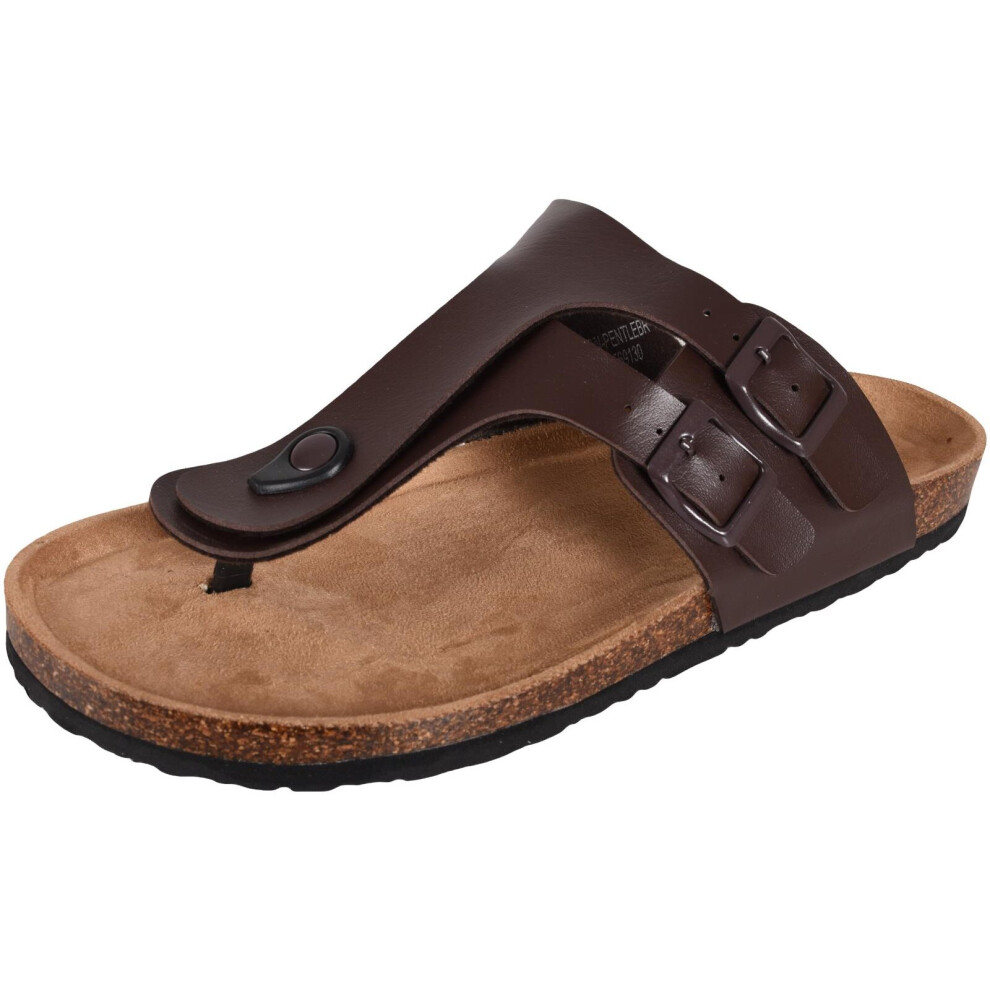 (Brown, UK 8) Brave Soul Mens Thong Sandals Toe Post Flip Flop