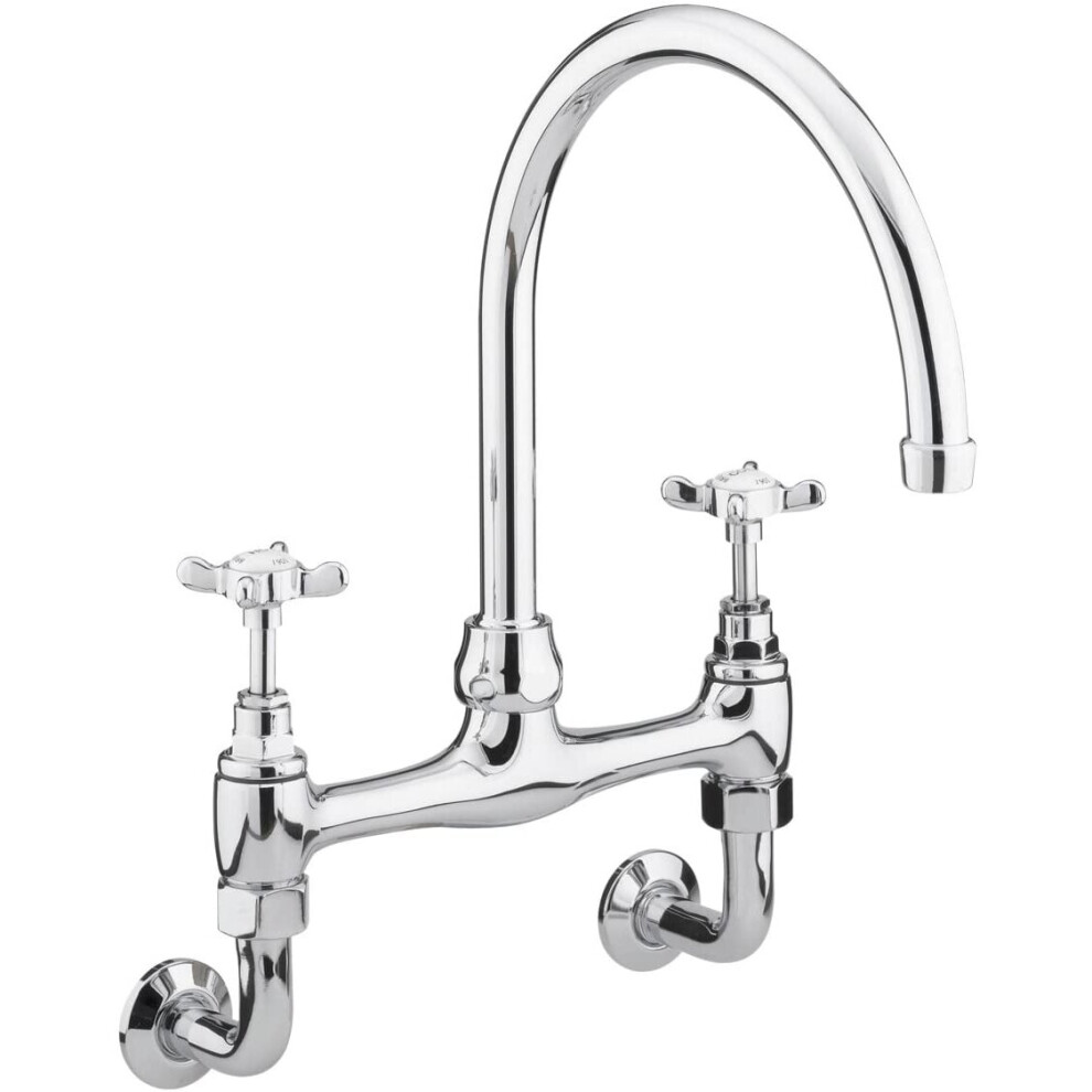 Bristan N WMDSM C 1901 Wall Mounted Bridge Kitchen Sink Mixer Tap with Swivel Spout, Chrome