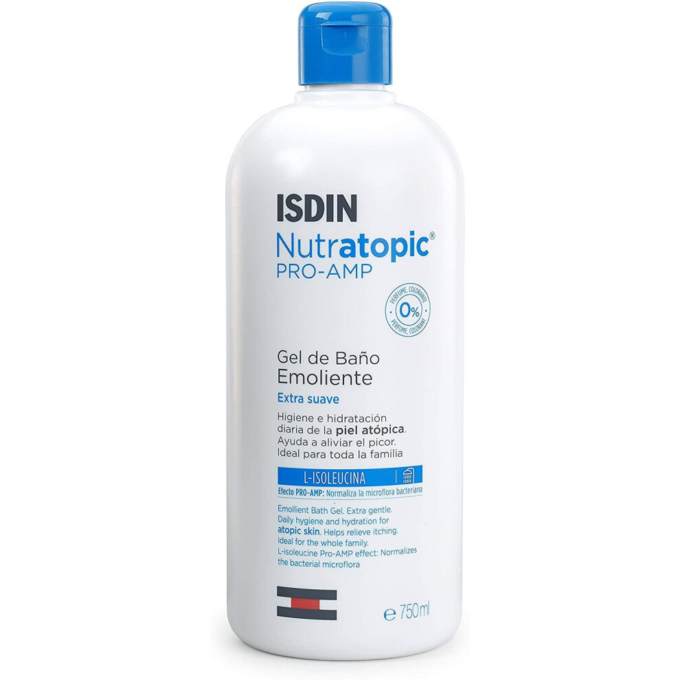 Isdin Pro-Amp Emollient Bath And Shower Gel | Daily Care And Hydration For Sensitive Skin 1 X 750Ml, 690013153