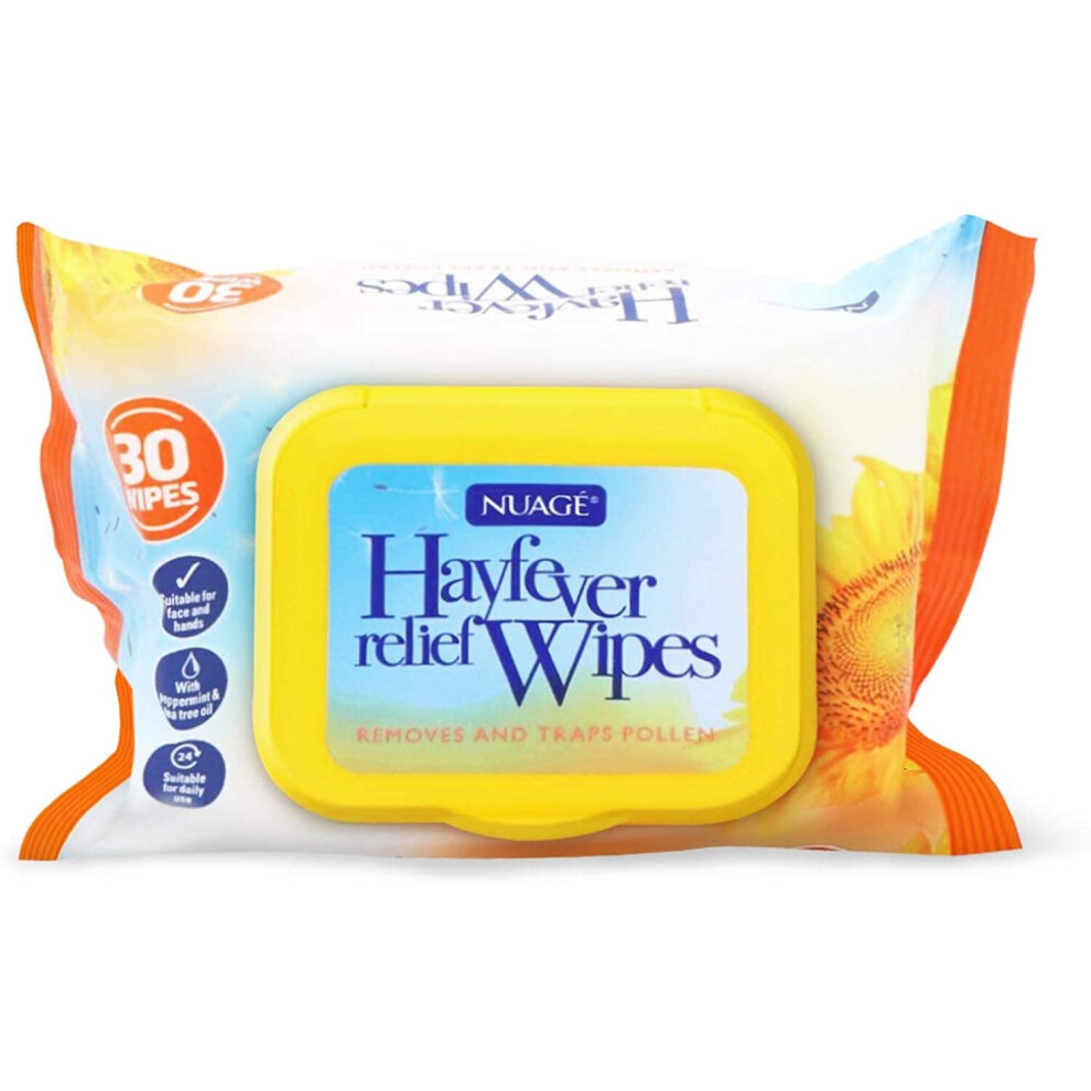 Nuage Hayfever Relief Wipes - Allergy Relief, Natural Remedy For Hay Fever, 30 Wipes (12 Packs)