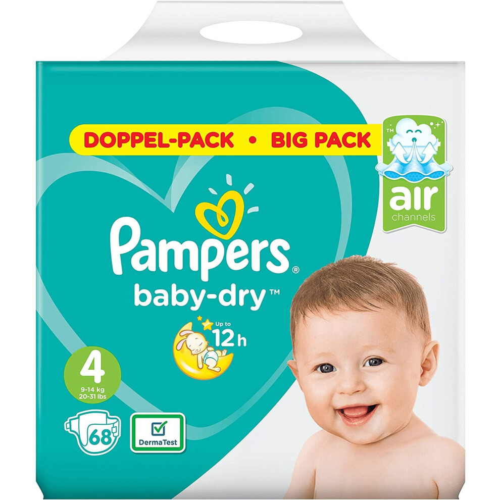 Pampers Baby-Dry Size 4 68 Nappies for Breathable Dryness Pack of 68