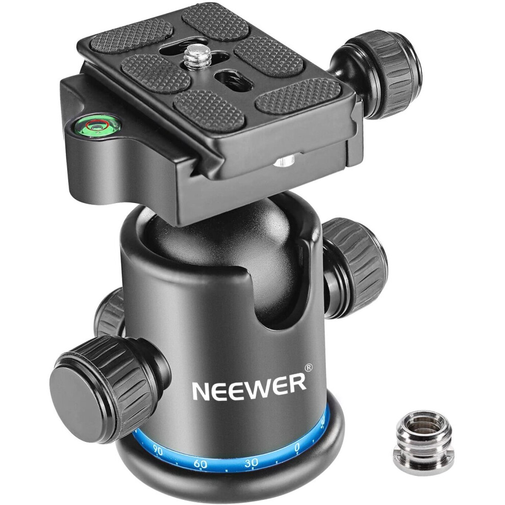 Neewer Pro Metal Tripod Ball Head 360 Degree Rotating Panoramic with 1/4 inch Quick Shoe Plate, Bubble Level for Tripod,Monopod,Slider,DSLR Camera