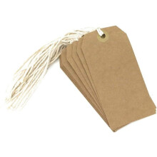 Large Tie-On Luggage & Storage Card Tags, Brown 350gsm Card, Pack of 10 (120x60mm) with String