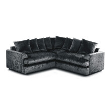 (Black Crushed Velvet) Ferguson Symmetrical 5 Seater Corner Sofa
