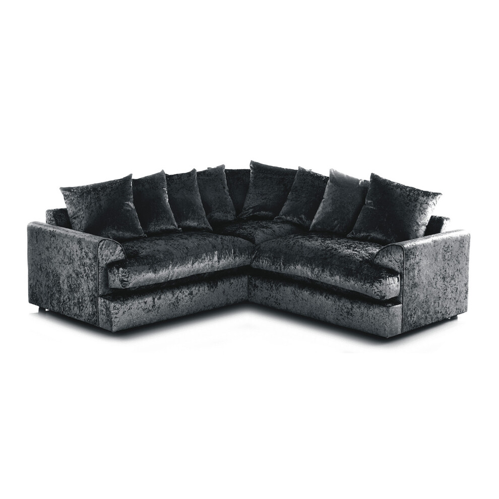 Furnishings For Less Uk ( Crushed Velvet) Ferguson Symmetrical 5 Seater Corner Sofa Black