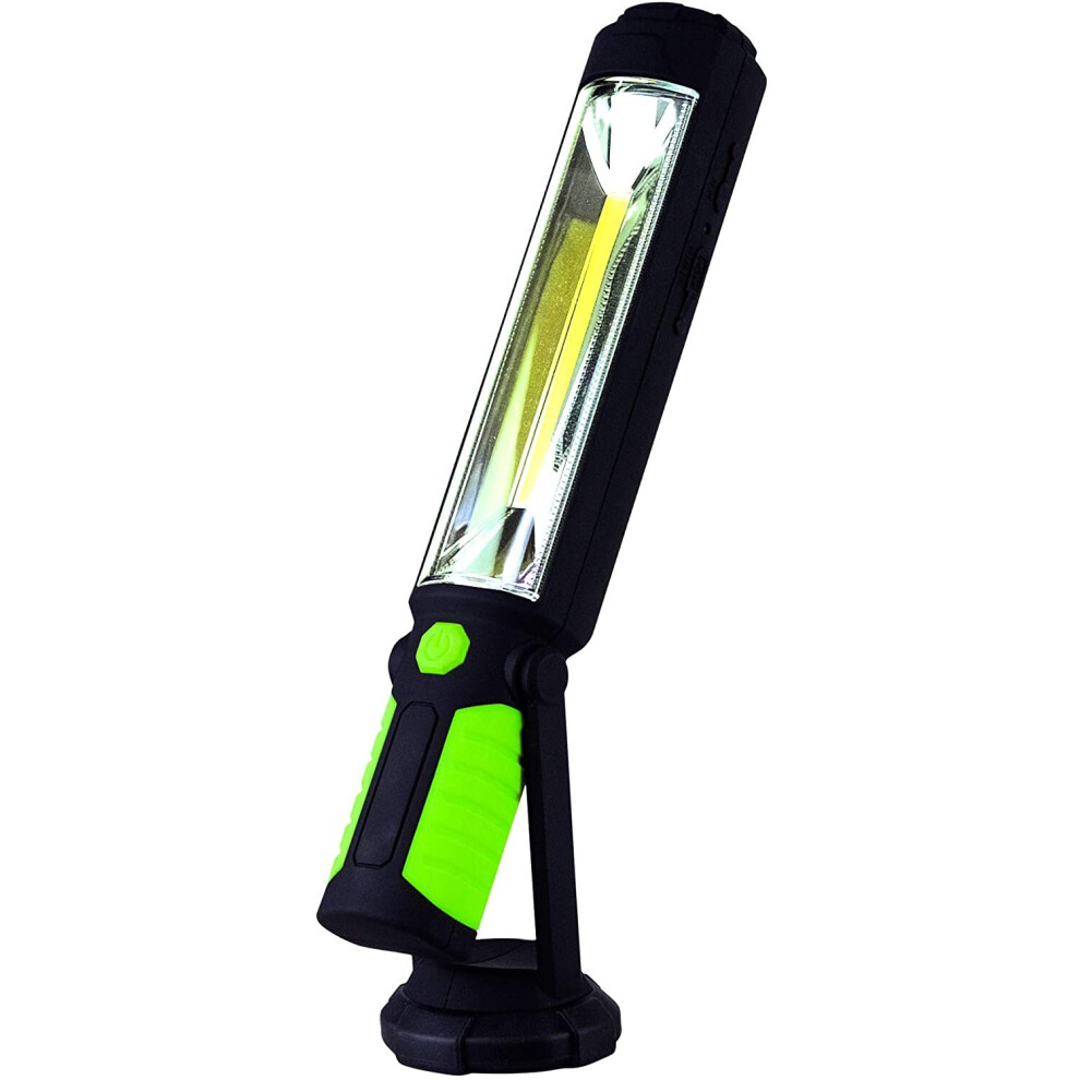 Luceco LED Rechargeable Tilt Torch with USB Power Bank, 5 Watts Black and Green