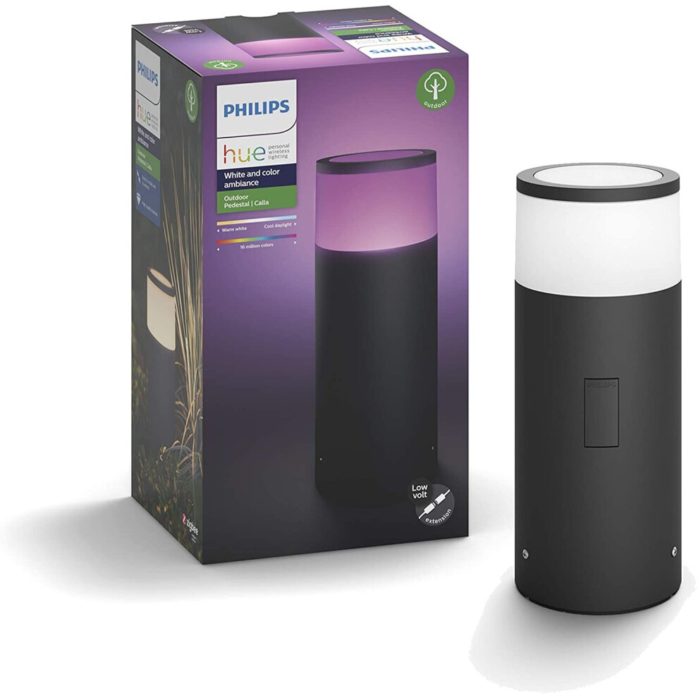 Philips Hue Calla & Colour Ambiance Smart Led Small Outdoor Pedestal For Garden, Compatible With Alexa, Google Assistant And Apple Homekit White