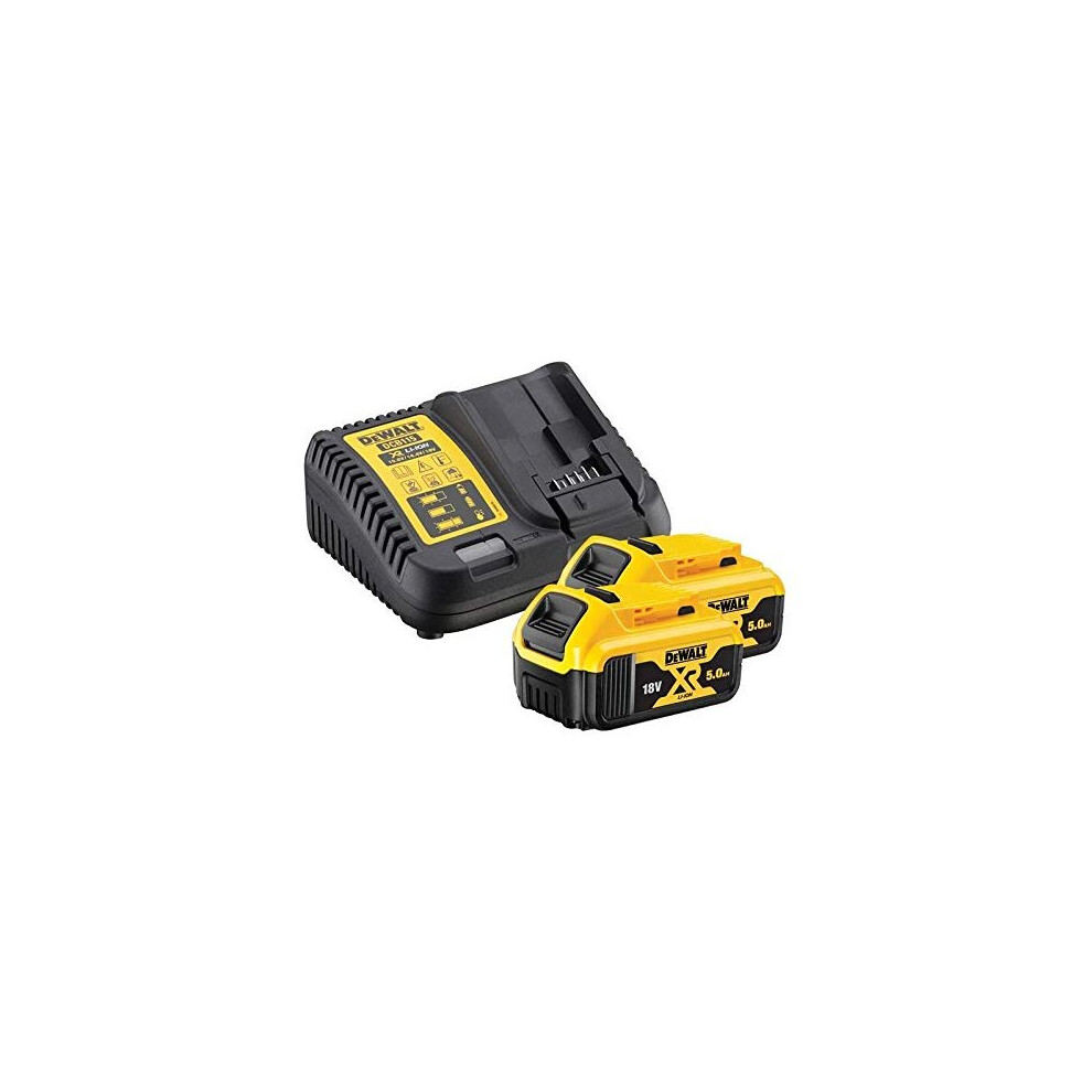 DEWALT B DCB184 5.0ah 18v XR Lithium Ion Battery Twin Pack + DCB115 Charger, Yellow