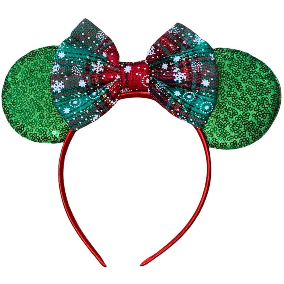 Christmas Mickey Minnie Bow Sequin Headband Halloween Party One Size