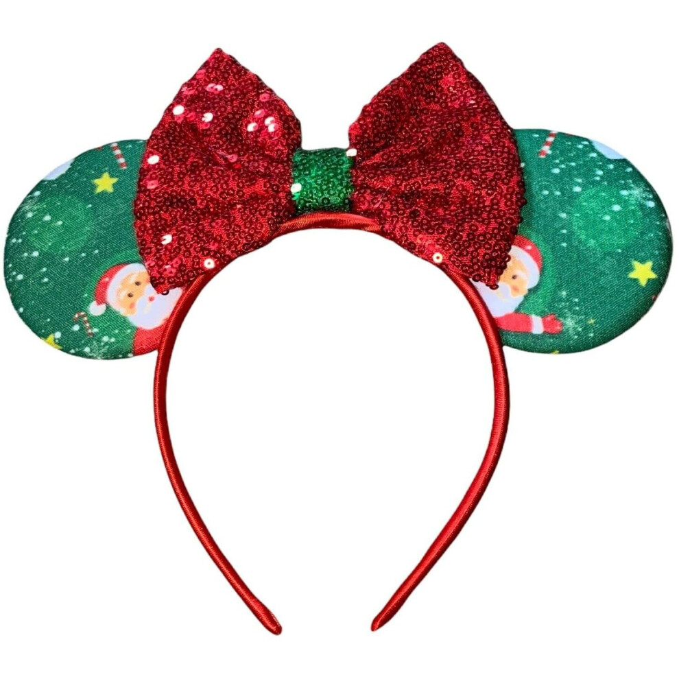 Christmas Santa Sequin Minnie Bow Headband Party Wear One Size