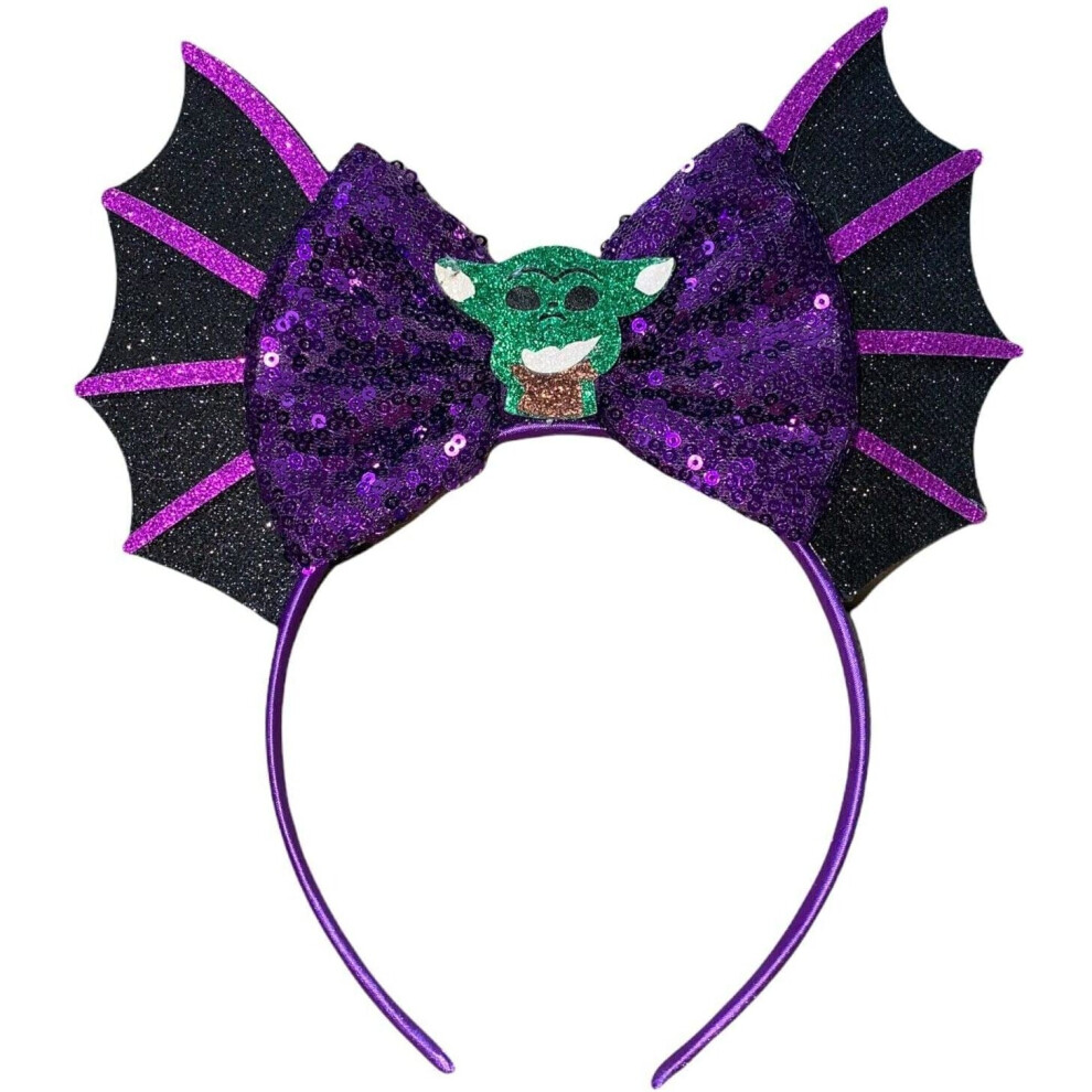 Purple Yoda Halloween Headband Sequins Party Headwear One Size