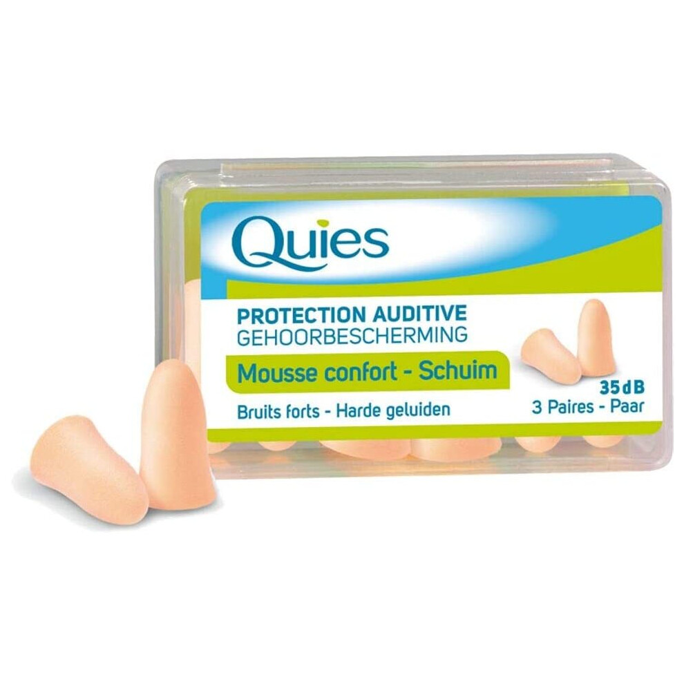 Quies Rubber Foam Ear Plugs 3 Pairs - Colour : Colour flesh