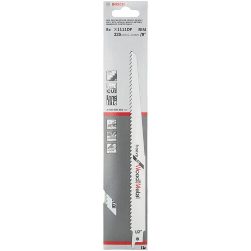 Bosch 5 lames de scie sabre S1111DF (Bois clouté / métal 1