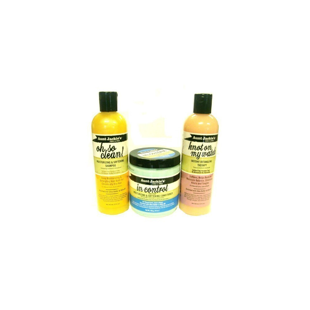 Aunt Jackie's Oh So Clean Shampoo, In Control Conditioner And Knot On My Watch Detangling Therapy By