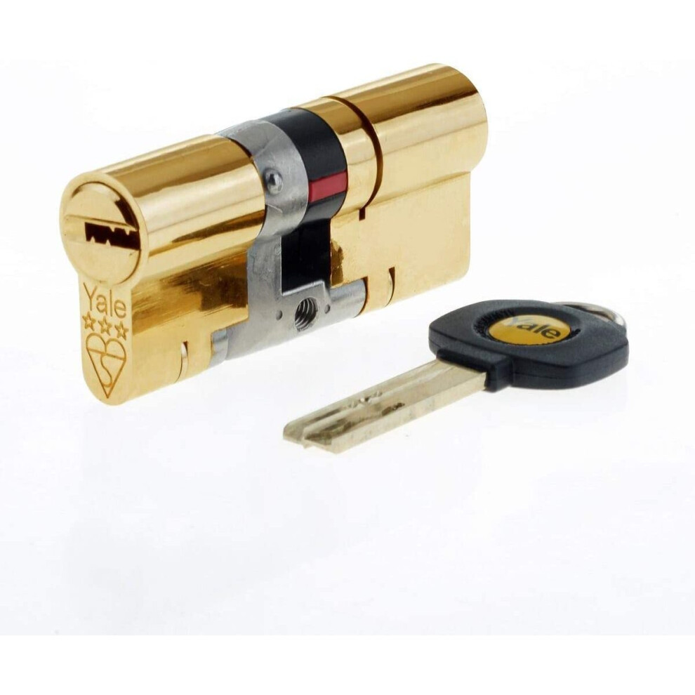 Yale B-YS3-4555B Anti-Snap 3 Star Euro Double Cylinder, High Security, 45:55 (95mm), Brass Finish