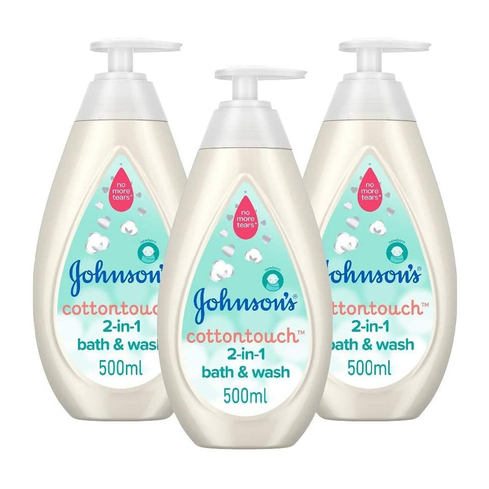 JOHNSON'S Baby Cottontouch 2-in-1 Bath & Wash Multipack â Gentle Newborn Hair and Body Wash â Blended with Real Cotton â pH Balanced for