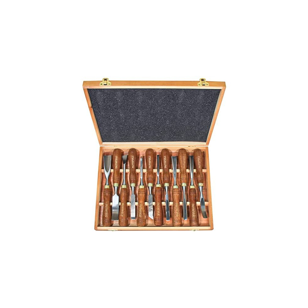 Faithfull FAIWCSET12 Wood Carving Chisels Set of 12 in Wooden Presentation Case