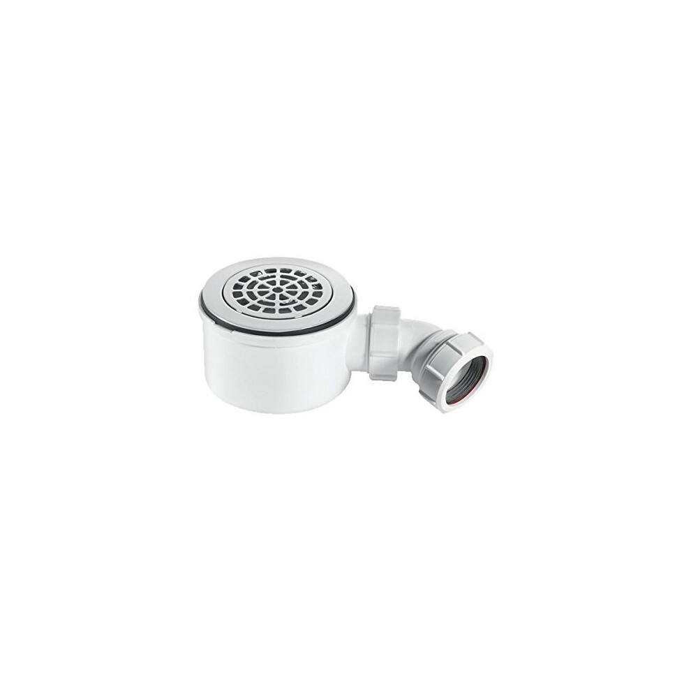 McAlpine ST90CPB-P-70 90mm Shallow Shower Trap Plated Brass Petal Shape, Chrome and White