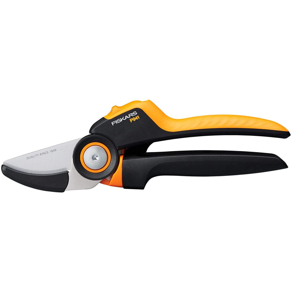 Fiskars Anvil Gardening Shears, X-Series PowerGear, P941, With Rolling Handle, For Dry Twigs And Branches, Non-Stick Coated, Stainless Steel Blades