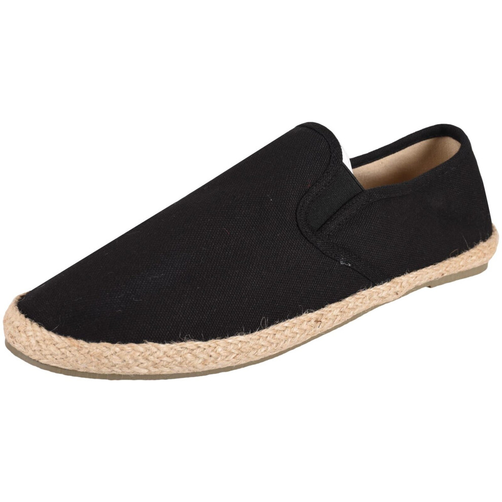 (Black, 6) Mens Espadrilles Flat Canvas Deck Boat Shoes