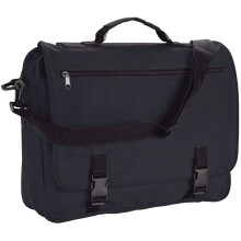 eBuyGB Black Messenger Bag - For School, College & Work, Expandable 600D Laptop/Tablet Satchel, 37 x 30 x 9 cm
