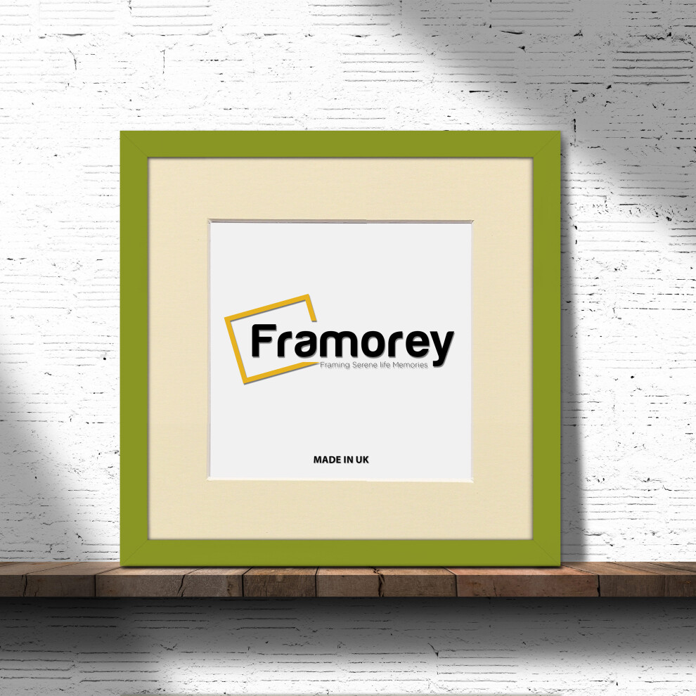 (LIME GREEN With Ivory Mount, 24x24 Pic (28x28 Frame)) Square Size Lime Green Picture Frame Photo Frames With Multicolored Mount Flat Wooden Poster Frames