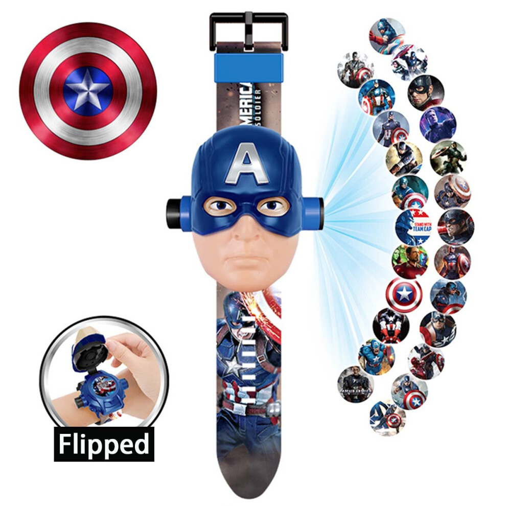 (Captain America) Kids Digital Watches Spiderman Hulk Gifts Multicoloured