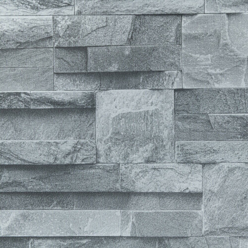 Western Digital WD Thorn Slate Charcoal Grey Realistic Textured Stone Brick Wallpaper 1