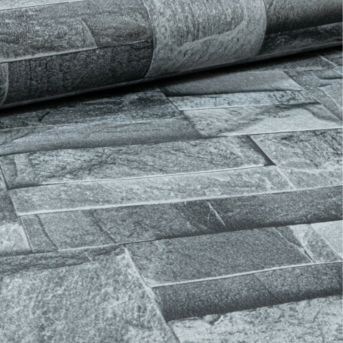 Western Digital WD Thorn Slate Charcoal Grey Realistic Textured Stone Brick Wallpaper 2