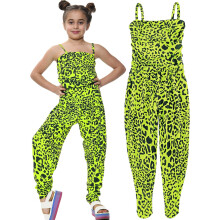 (11-12 Years, Neon Yellow) Kids Girls Jumpsuit Leopard Print Trendy Jumpsuits