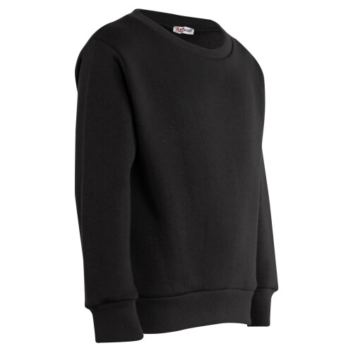 (2-3 Years, Black) Unisex Plain Black Jumper Crew Neck Sweatshirt 2
