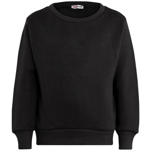 (2-3 Years, Black) Unisex Plain Black Jumper Crew Neck Sweatshirt