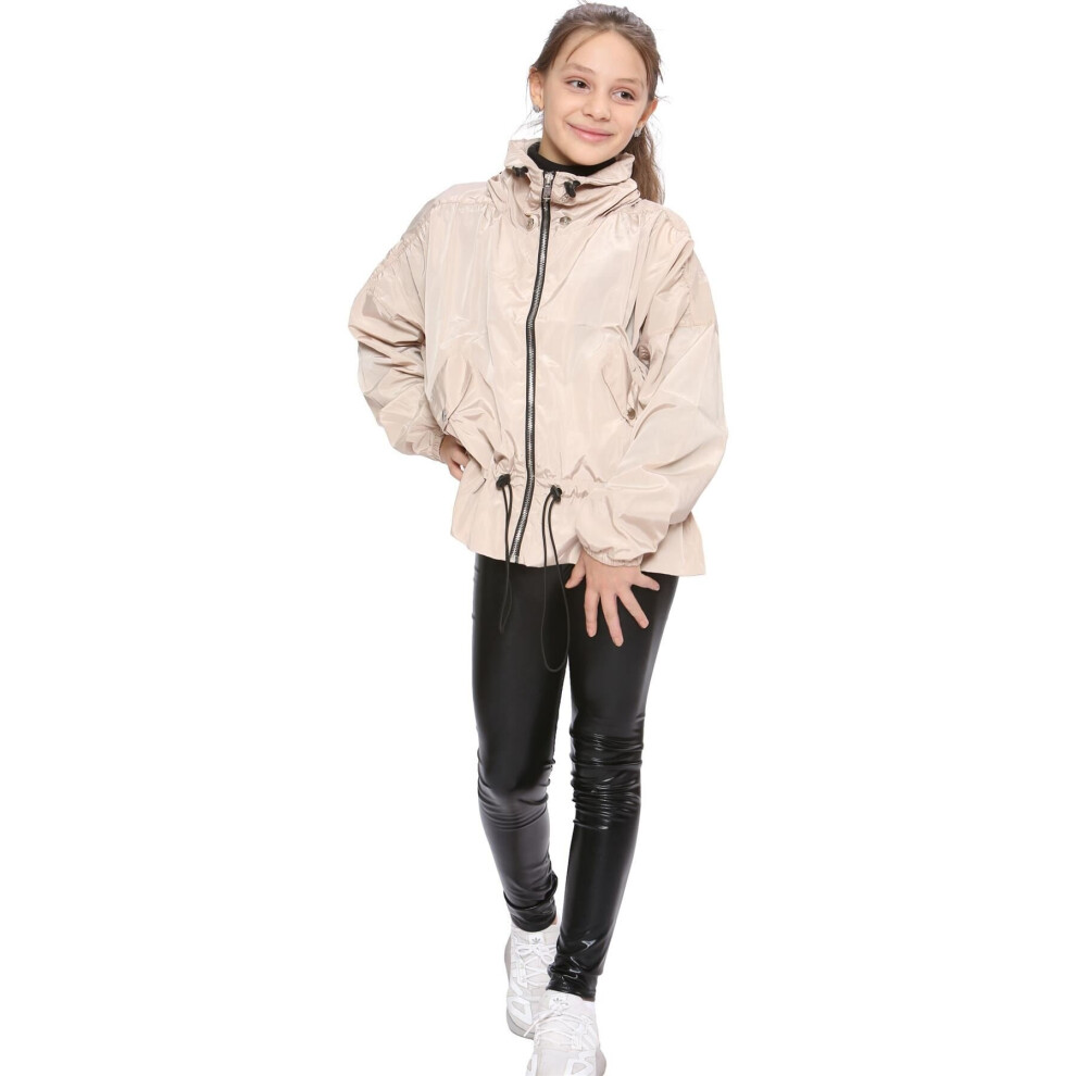 A2zkids (13 Years, Stone) Girls Windbreaker Shower Proof Jacket Stylish 5-13