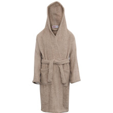 (3-4 Years, Stone) Girls 100% Cotton Soft Terry Hooded Bathrobe 2-13
