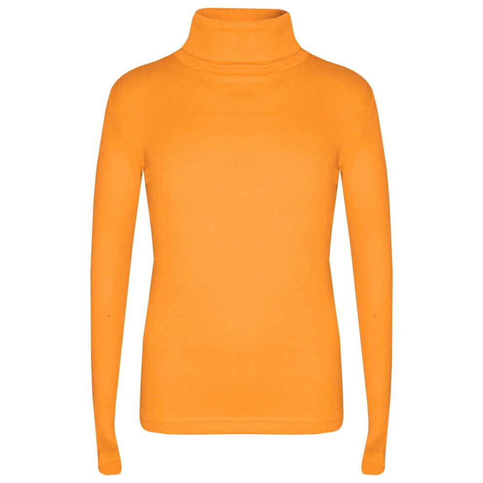 (11-12 Years, Mustard) Girls Polo Neck T Shirt Thick Cotton Turtleneck