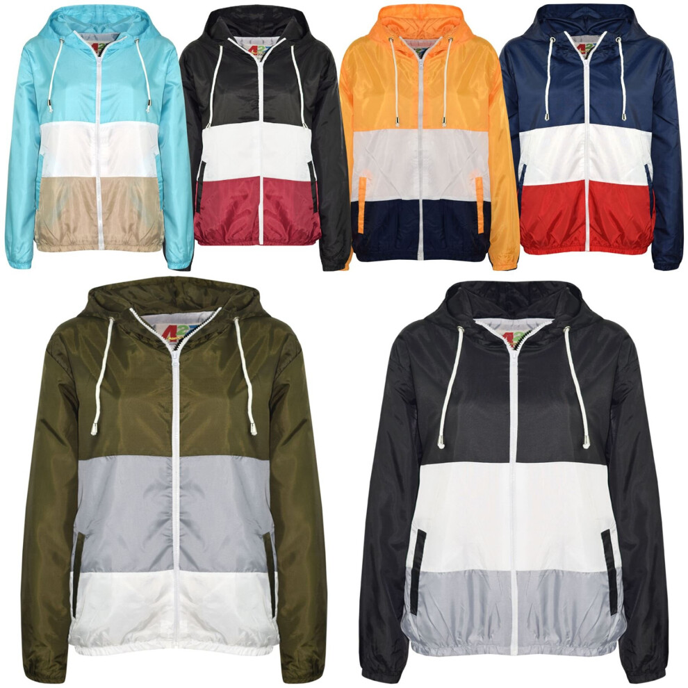 A2zkids (9-10 Years, Aqua) Unisex Windbreaker Contrast Panel Raincoat 5-13