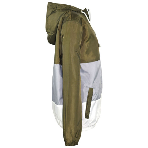 (9-10 Years, Khaki) Unisex Windbreaker Contrast Panel Raincoat 5-13 2