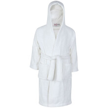 (3-4 Years, White) Girls 100% Cotton Soft Terry Hooded Bathrobe 2-13