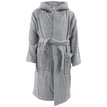 (11-12 Years, Steel Grey) Girls 100% Cotton Soft Terry Hooded Bathrobe 2-13