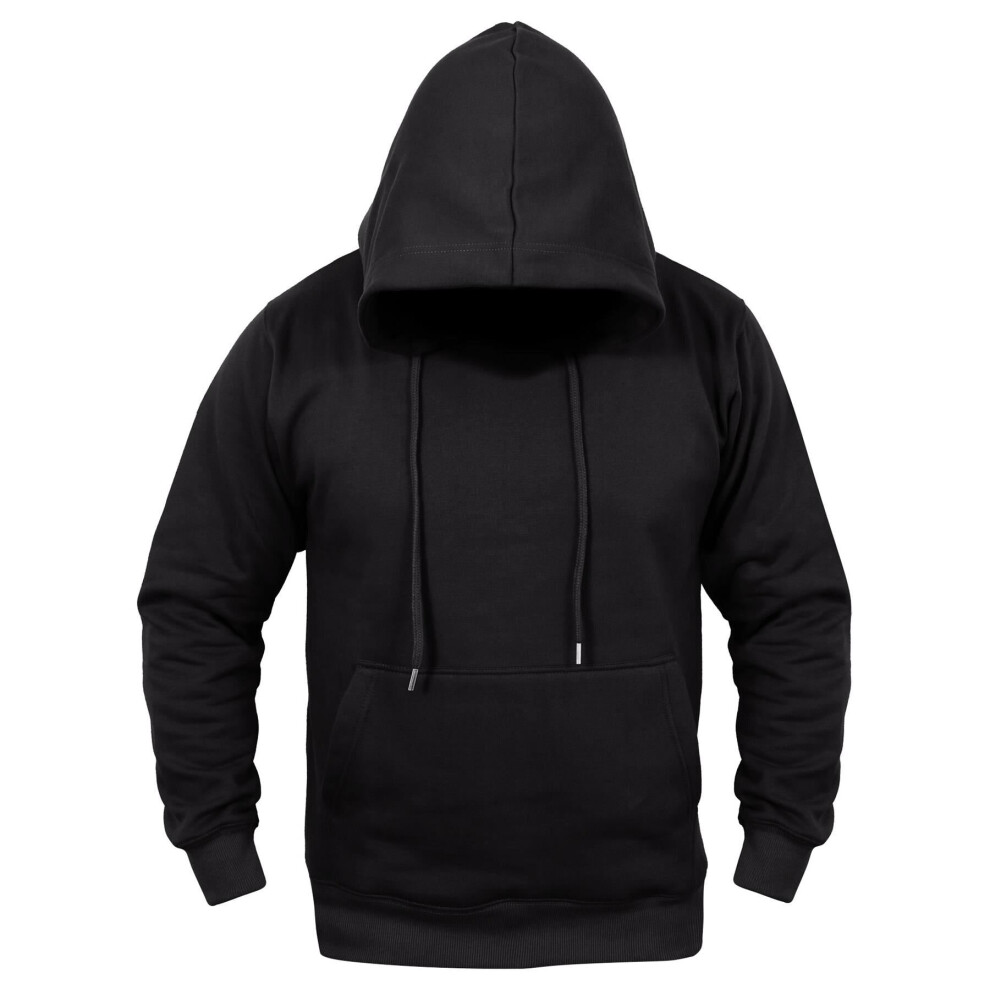 (M, Black) Mens Fleece Hoodie Pullover Hooded Sweatshirt S-XL