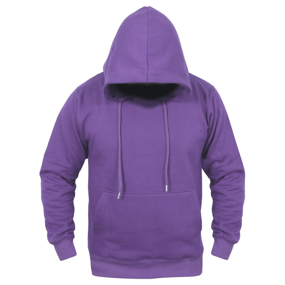 (XL, Purple) Mens Fleece Hoodie Pullover Hooded Sweatshirt S-XL