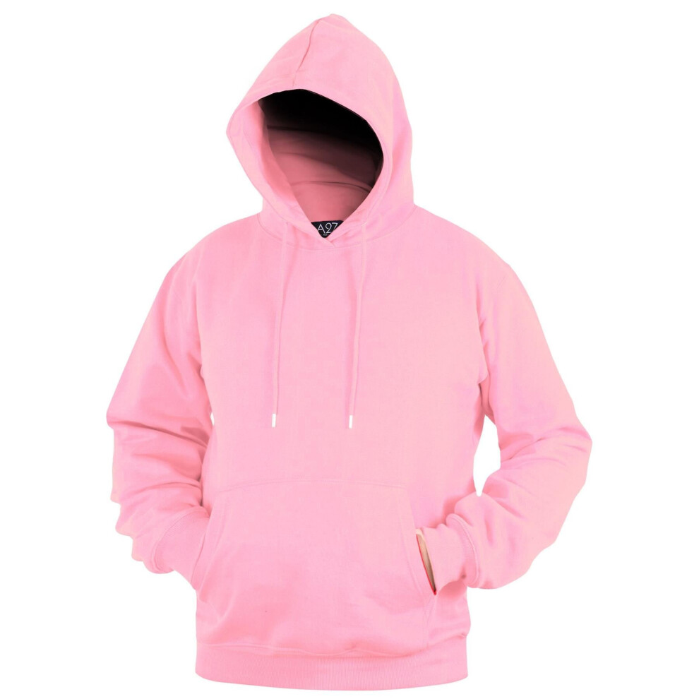 (3XL, Baby Pink) Mens Fleece Hoodie Pullover Hooded Sweatshirt S-XL