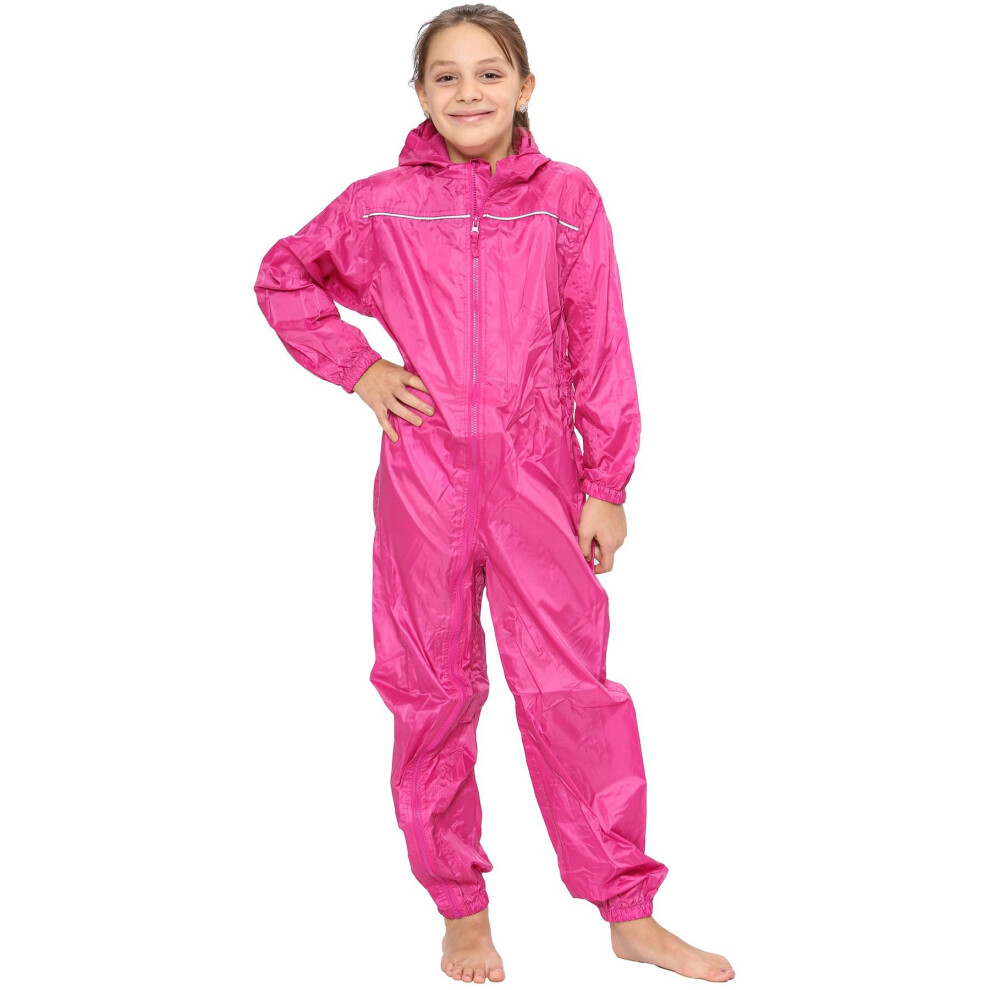 (13 Years, Pink) Unisex Pink Puddle Suit Waterproof Rainsuit 2-13