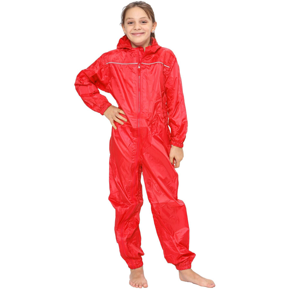 (13 Years, Red) Unisex Puddle Suit Rainwear Waterproof Rainsuit