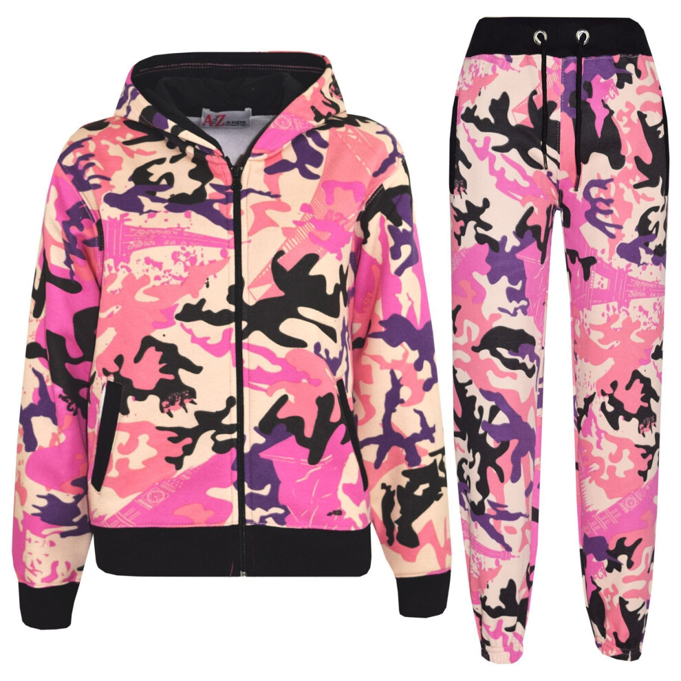 (13 Years, Camo Baby Pink) Unisex Tracksuit Hoodie with Joggers Jogging suit