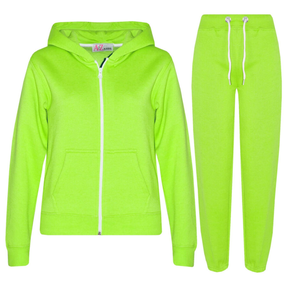 A2zkids (7-8 Years, Neon Green) Unisex Tracksuit Hoodie With Joggers Jogging Suit