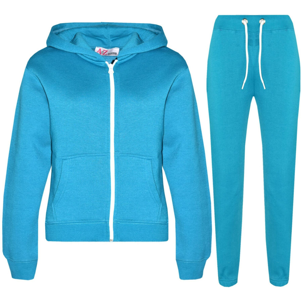 A2zkids (11-12 Years, Turquoise) Unisex Tracksuit Hoodie With Joggers Jogging Suit
